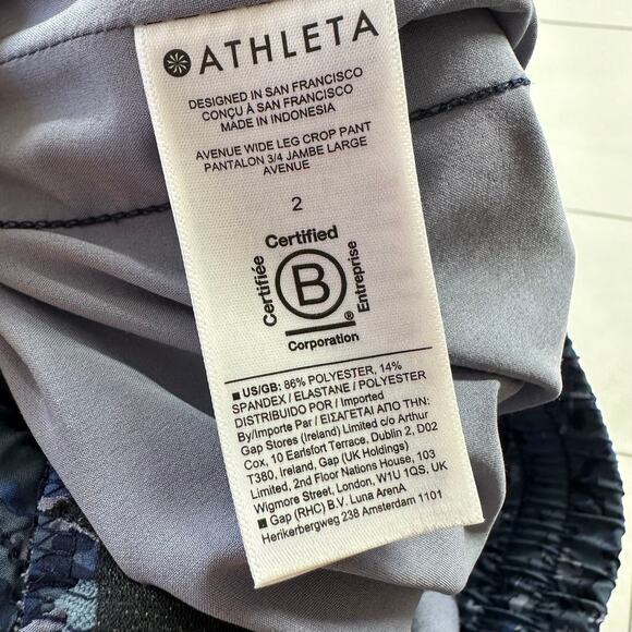 Athleta Pants Womens 2 Blue Avenue Wide Leg Crop Granite Speckle Pull On Travel - Picture 5 of 13